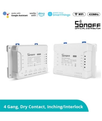 GloboStar® 80010 SONOFF 4CHR3 - Wi-Fi Smart Switch DIY Four Way 4 Gang - 4 Output Channel